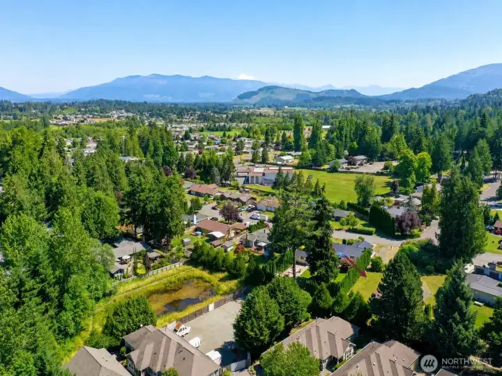view from lot with Mount Baker in the background