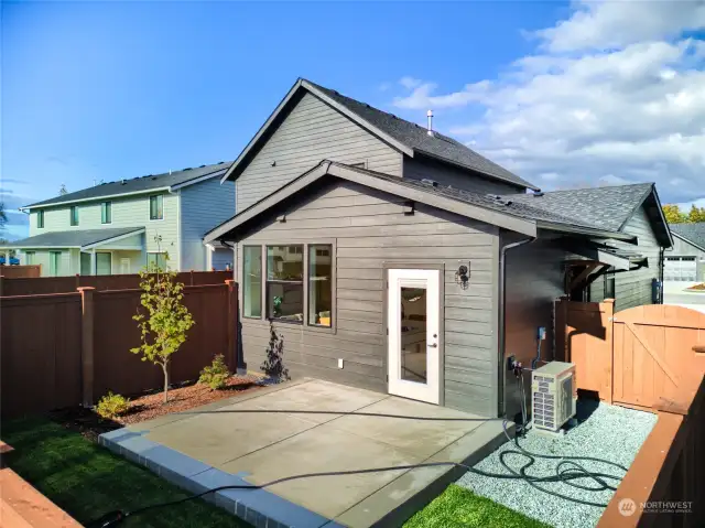 Fenced backyard and patio for ADU