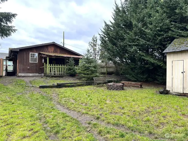 A fully fenced back yard is a great place for pets!