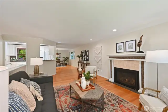 Gas fireplace.