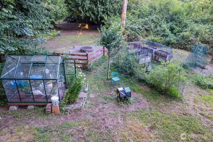 Garden area with raised beds,assorted berries