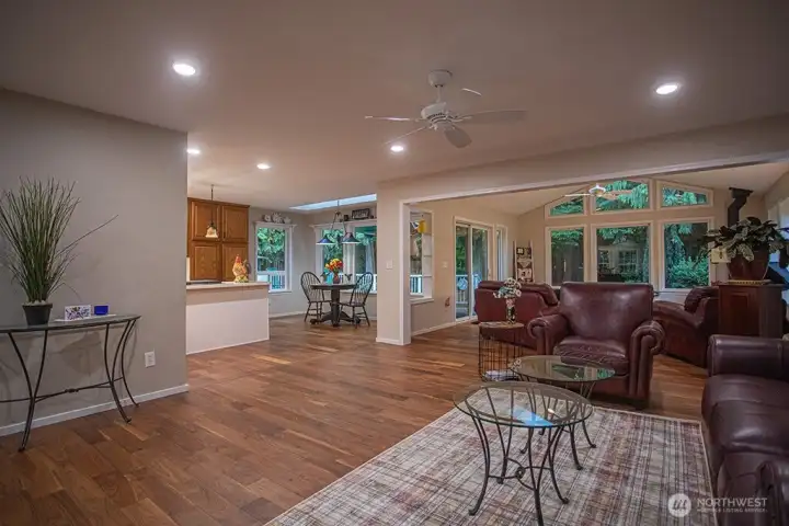 Open concept living room/family room and kitchen