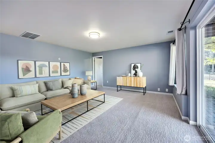 Basement, virtually staged.