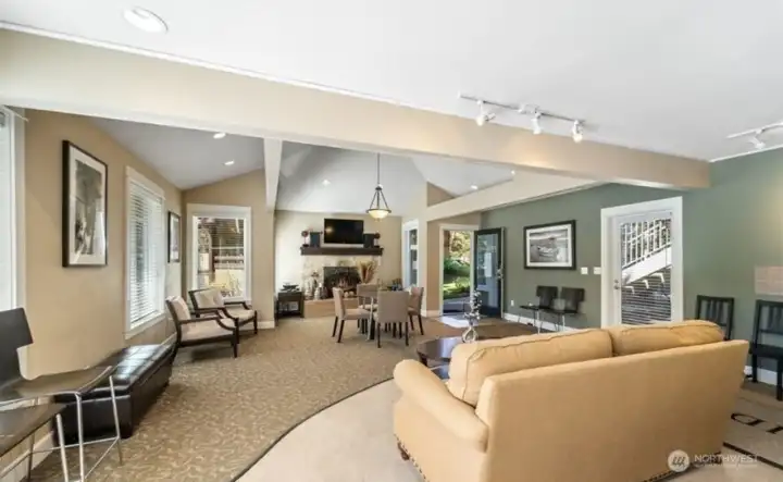 Owners lounge with kitchen, flat panel TV and lots of entertainment space.