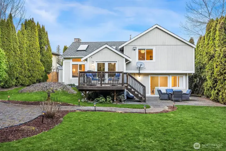 The mature yard will be colorful: hydrangeas, rhododendrons and a lovely red maple will be in bloom in just a few short weeks.