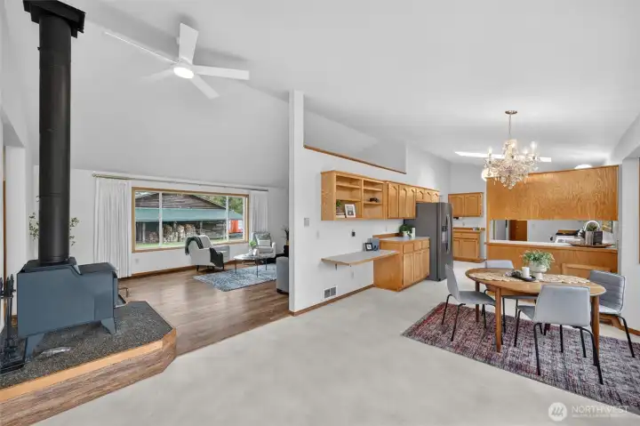 Wood burning Fireplace.