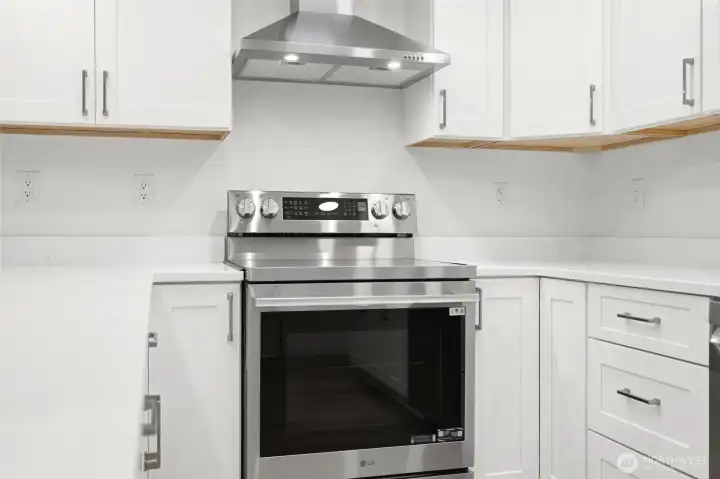 All brand new stainless steel appliances.