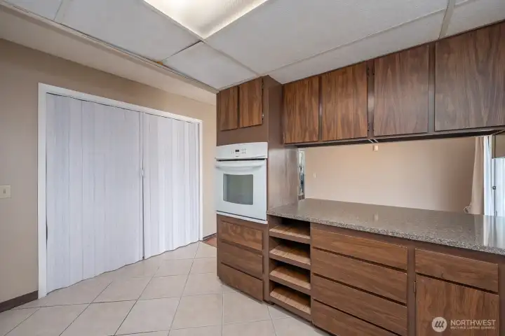 Kitchen with wall oven