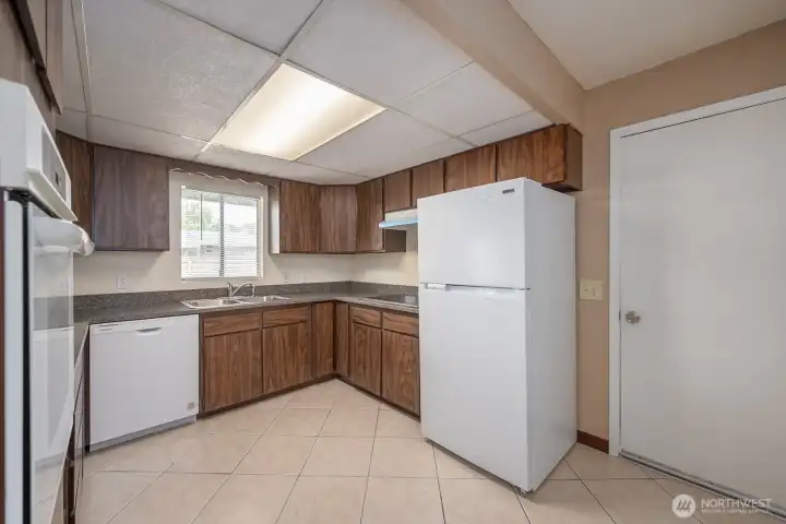 Kitchen with new refrigerator