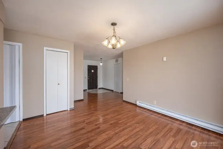 Dining area looking at front door