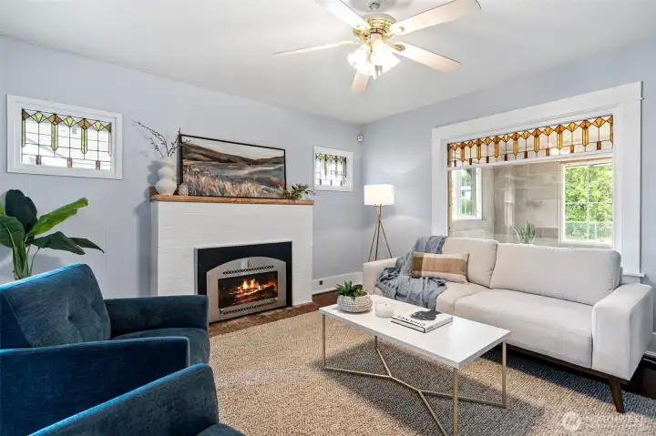 Living Room with gas fireplace.