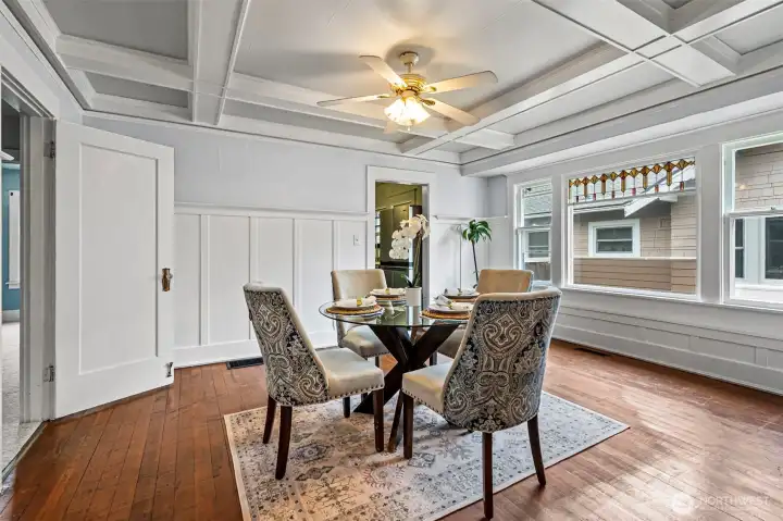 Dining Room with boxed ceiling