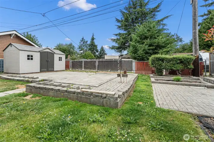 Backyard; gate at the back