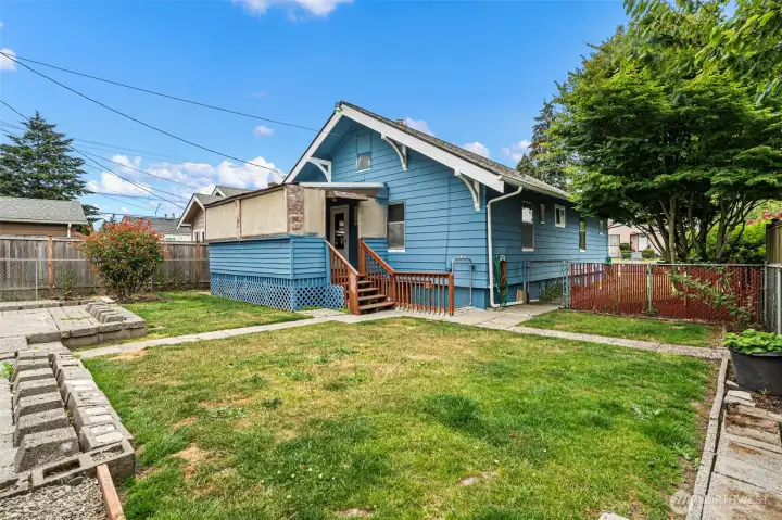 Backyard grassy area