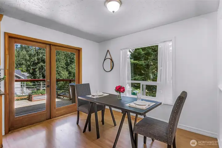 Dining area with deck access.
