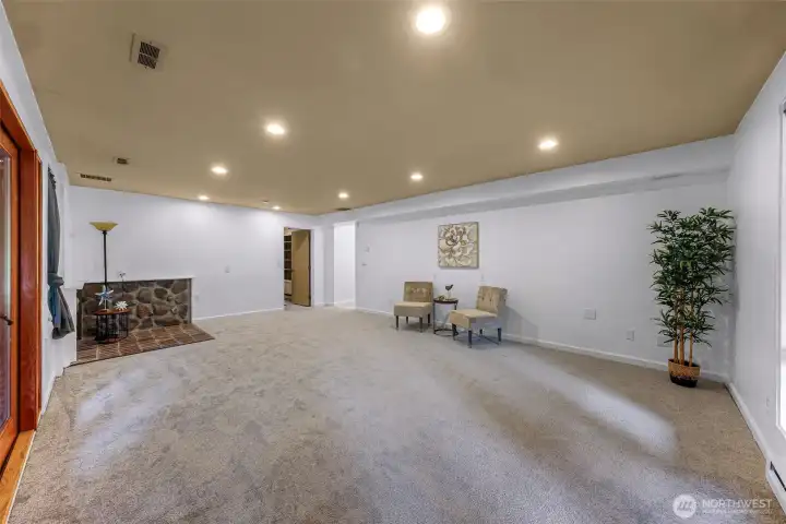 Rec room offers flexible living and entertaining space.