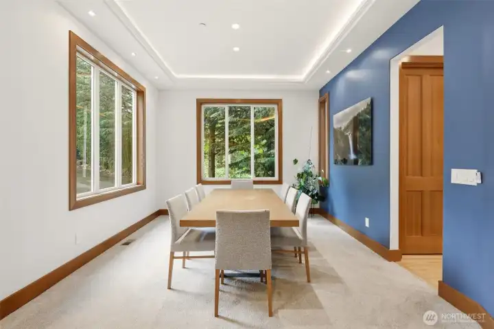 Elegant dining room with room for all. Elegant dining room with room for all.