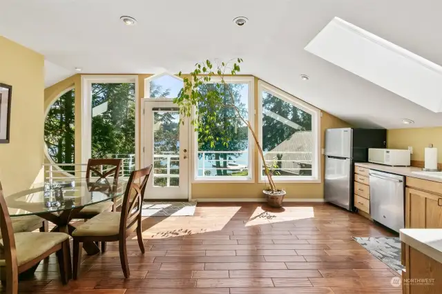 Light Filled Flex Space with Balcony for Mountain & Lake Views. Entertainment & Snack Center.