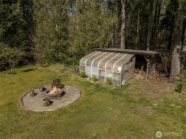 Fire Pit and Wood Storage Area