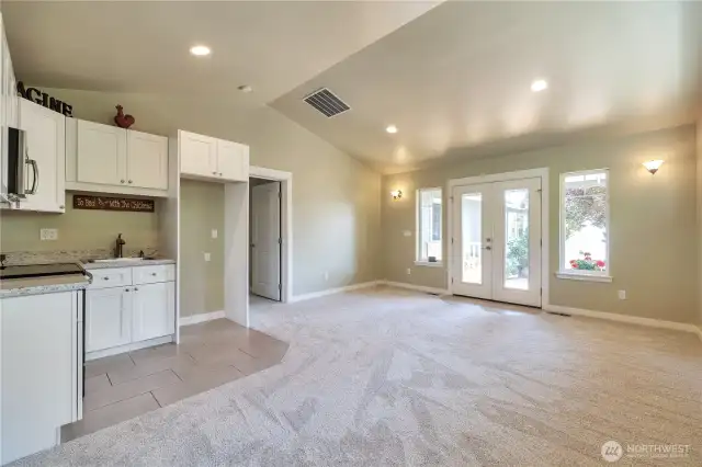 Family room with new carpeting