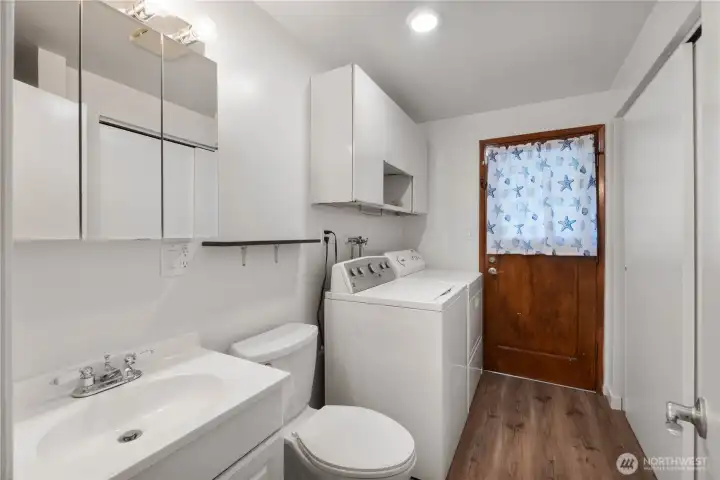Half bath as part of laundry.  Doing yard work?  No need to carry the dirt thru the rest of the house