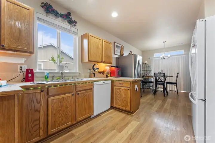 Large and efficient kitchen with plenty of storage and counter space.