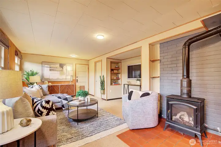 Lower level family room with gas fireplace for those toasting nights in.