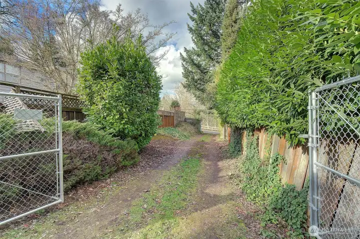 Looking back down the short alley to main street