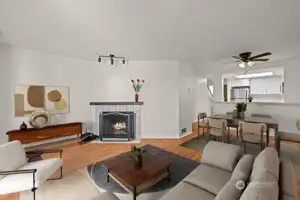 Living room to dining room virtually staged