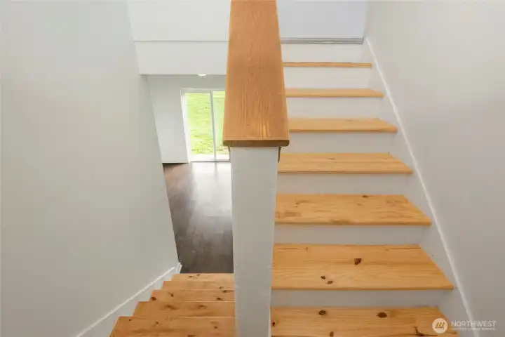 Entryway stairs that were just recently refinished