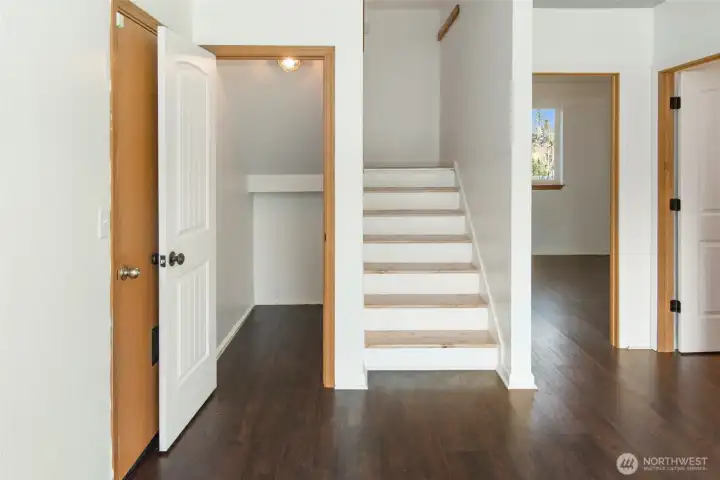 Huge storage area under stairs