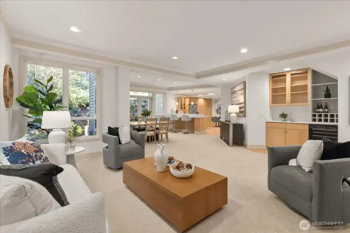 Seamless open-concept living with effortless flow from the great room to dining and kitchen—ideal for entertaining.