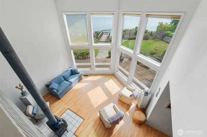 Looking down from the loft