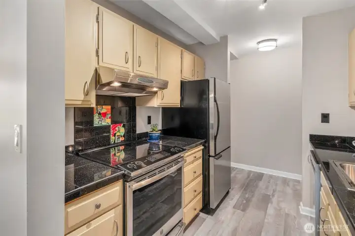 Walk Through Kitchen with granite counter tops and Induction range Walk Through Kitchen with granite counter tops and Induction range