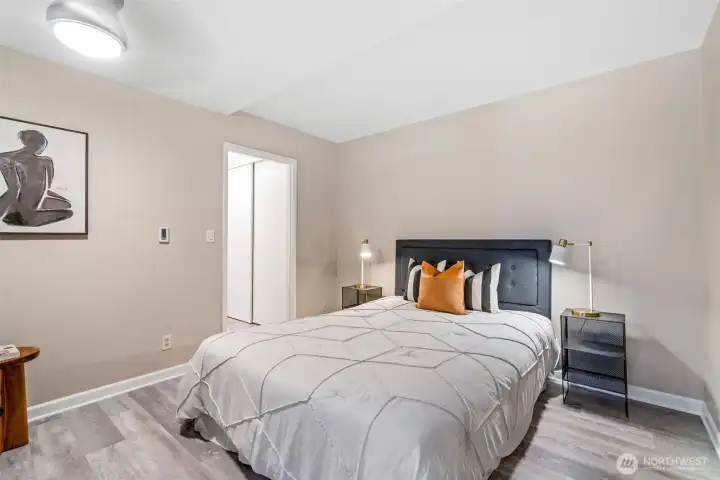 Bedroom also has nook for a dresser or desk