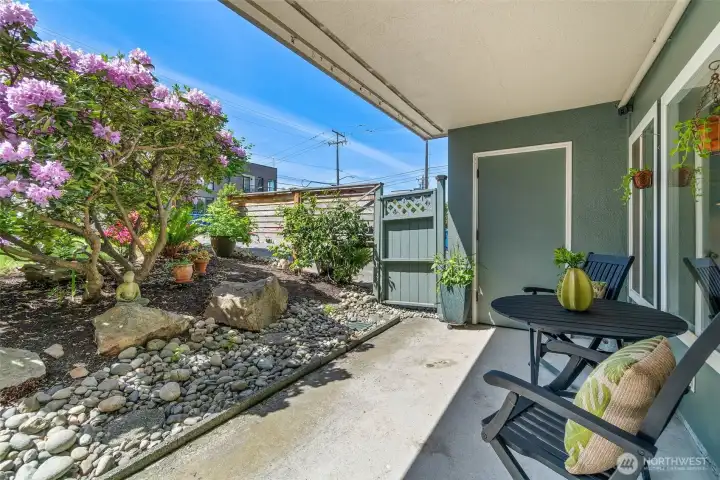 Patio with storage closet
