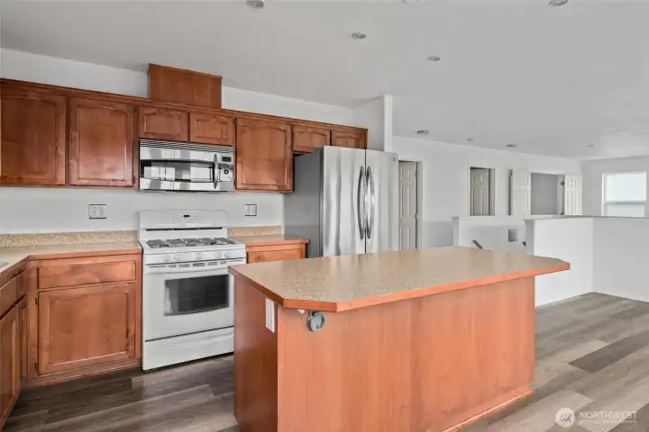 The Kitchen Features a Propane Stove