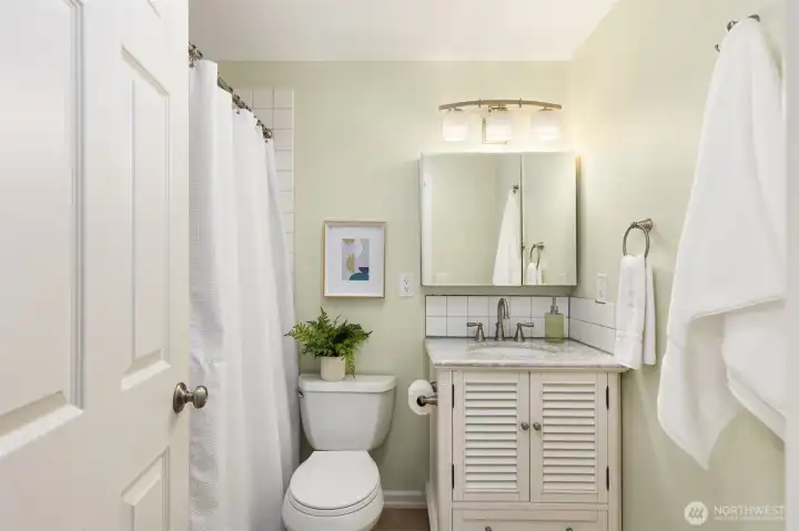 Main floor hall bathroom. Main floor hall bathroom.