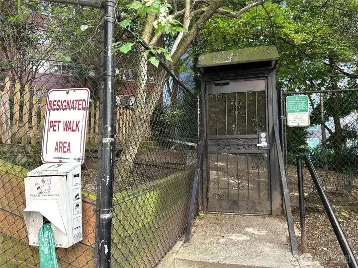 Dedicated Pet Relief Area behind building