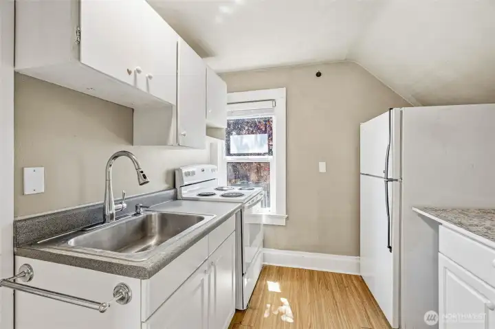 Upstairs kitchen. Upstairs kitchen.