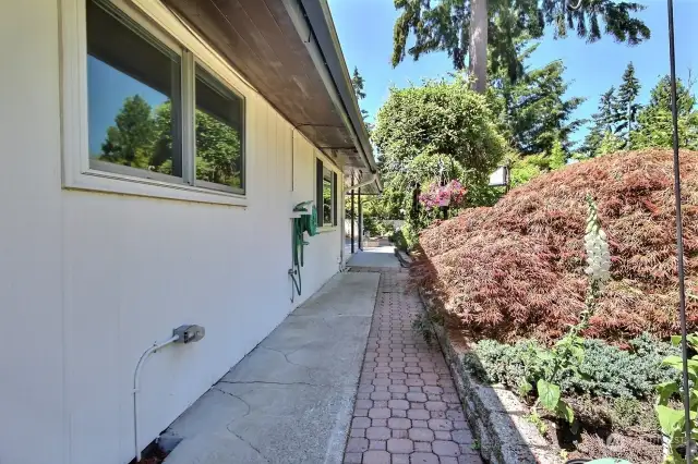 Convenient walkway along the back of the house