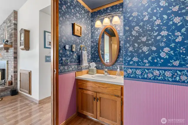 Powder room w/ walk in shower.