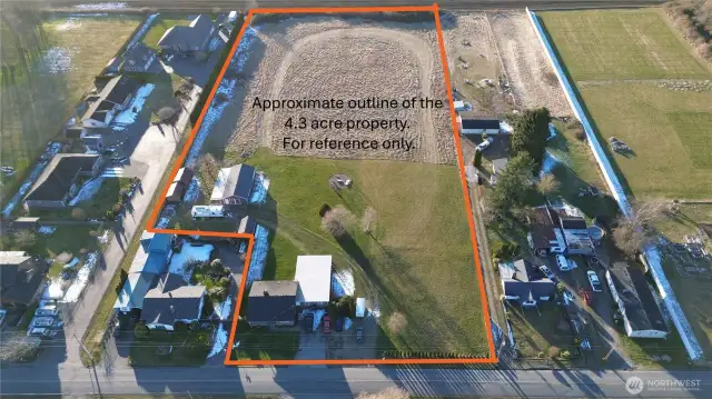 Approximate outline of property for reference only. 4.38 acres