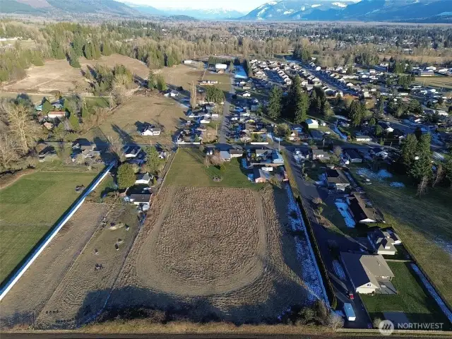 Arial view looking east.