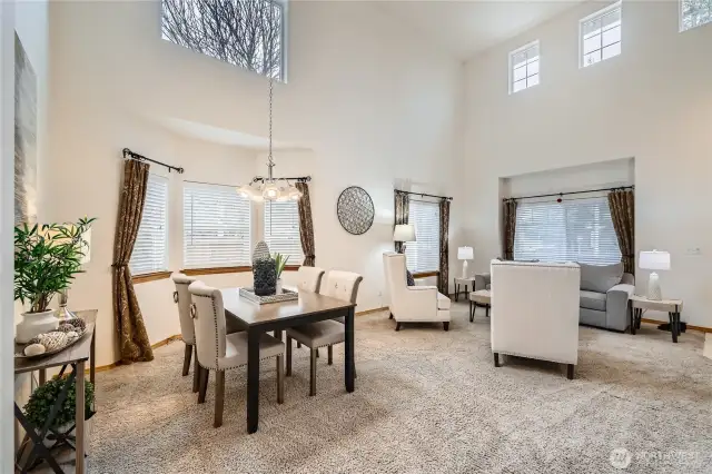 Lots of natural light in the dining space and living room.