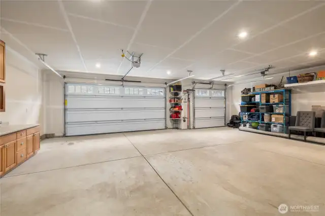 over-sized garage with built in storage
