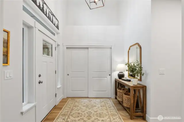 Large entryway with coat closet.