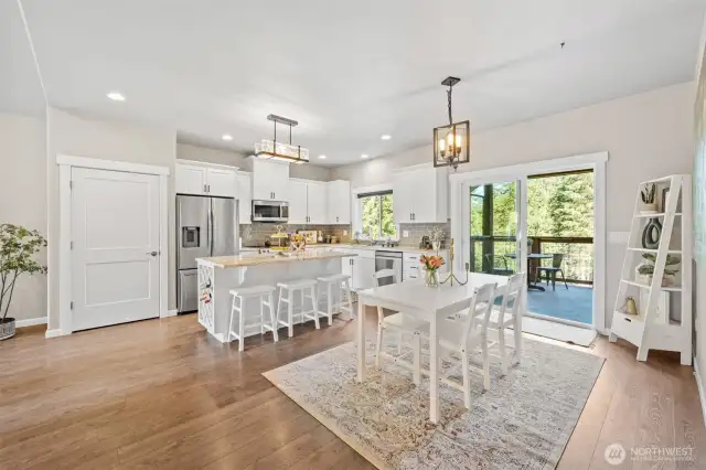 open concept kitchen and dining area