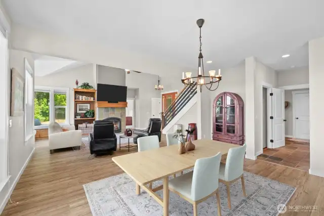 A nice picture of the great room, the natural light makes it a bright and cheery space.