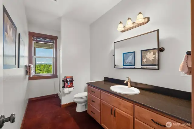 Lower 3/4 bath also enjoys the heated floors.